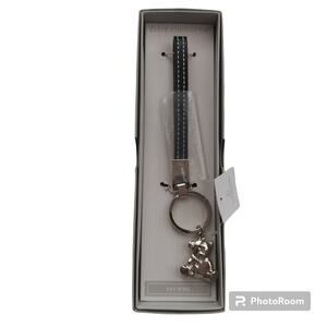 Liz Claiborne Silver Bear Keychain Leather Strap